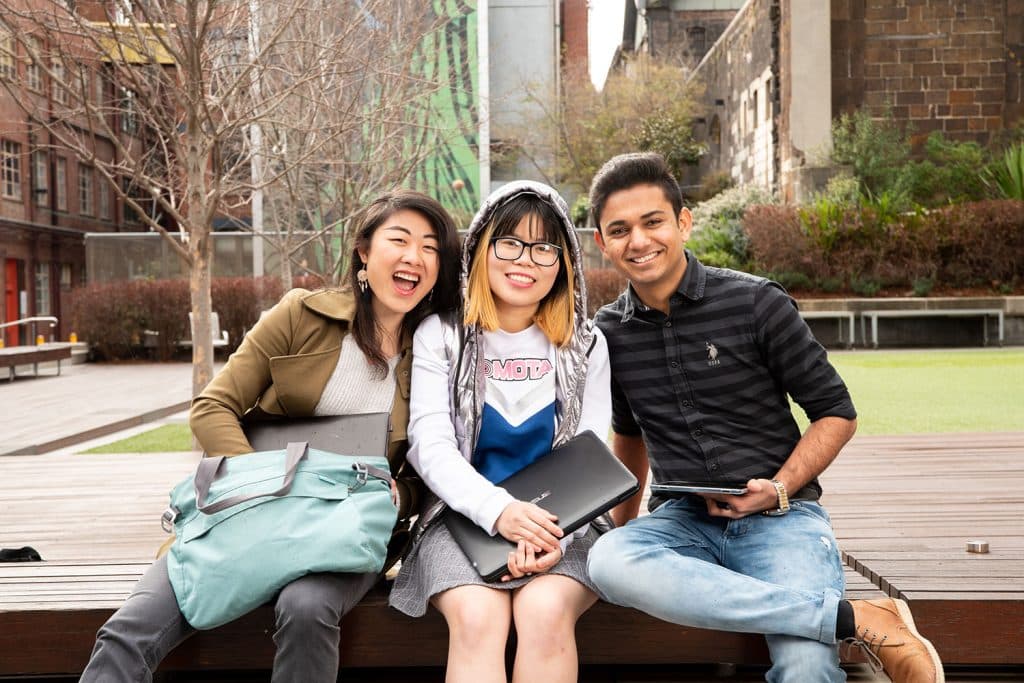 Group of international students looking cheerful
